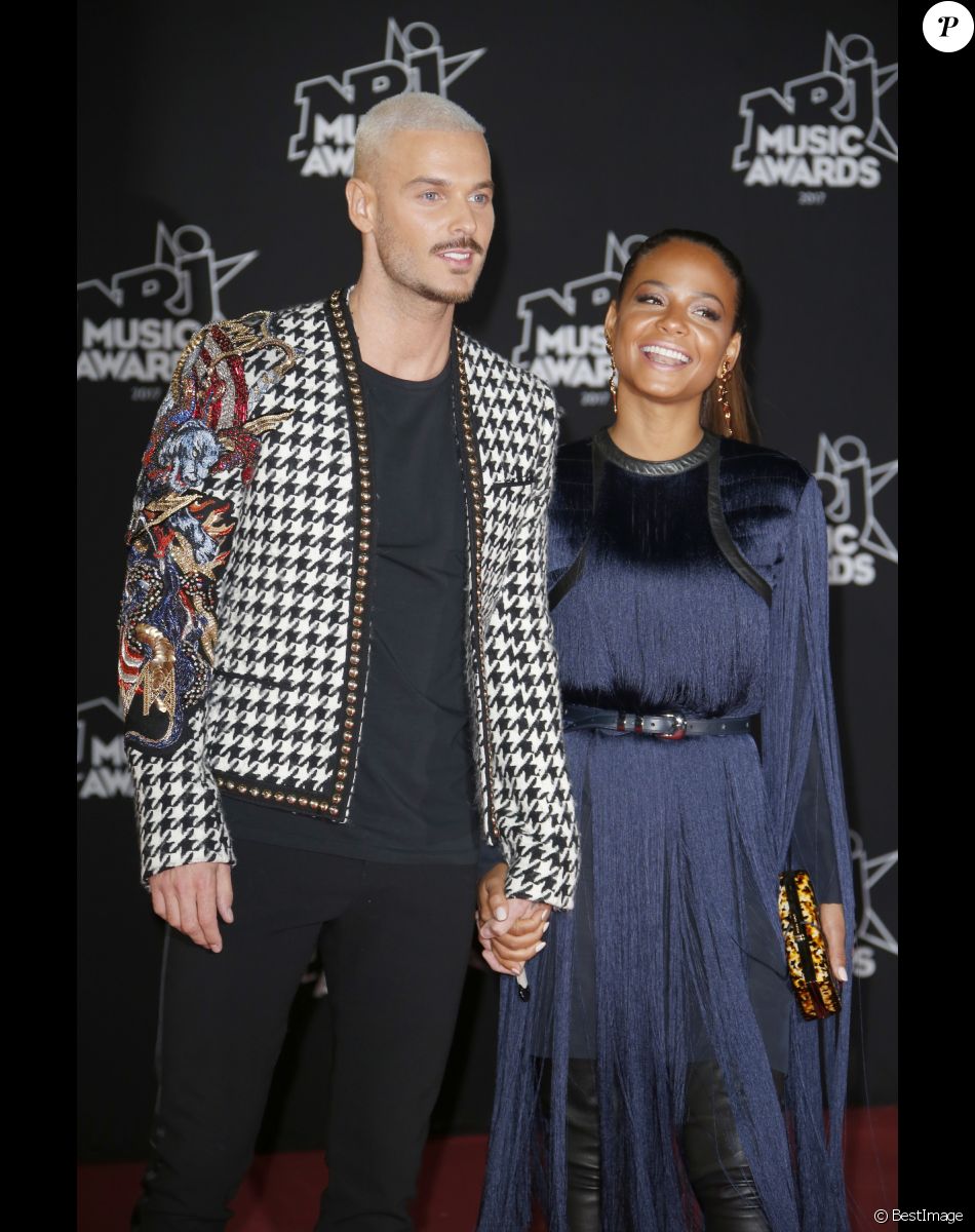 Le chanteur français M. Pokora (Matt Pokora) et sa compagne la chanteuse américaine Christina Milian - 19ème édition des NRJ Music Awards à Cannes le 4 novembre 2017. © Christophe Aubert via Bestimage