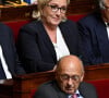 Louis Aliot, Marine Le Pen et Gilbert Collard lors d'une séance de questions au gouvernement à l'Assemblée Nationale à Paris, le 5 juillet 2017. © Lionel Urman/Bestimage