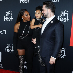 Serena Williams, Olympia Ohanian, Alexis Ohanian à la première du film "King Richard" à Los Angeles, le 14 novembre 2021. 