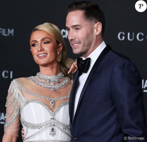 Paris Hilton et son fiancé Carter Reum - 10e "Annual Art+Film Gala" organisé par Gucci à la "LACMA Art Gallery" à Los Angeles.