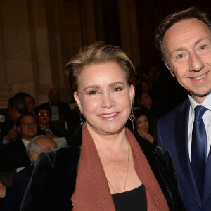 La grande-duchesse Maria Teresa de Luxembourg et Stéphane Bern lors de la cérémonie d'installation de F.Mitterrand à l'académie des Beaux-Arts à Paris, France, le 6 février 2020.© Veeren/Bestimage