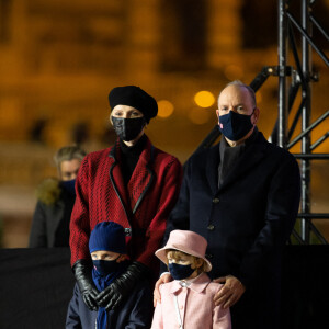 Le prince Albert II de Monaco, sa femme la princesse Charlene et leurs enfants le prince héréditaire Jacques et la princesse Gabriella durant la célébration de la Sainte Dévote, Sainte patronne de Monaco, à Monaco le 26 janvier 2021. © Olivier Huitel / Pool Monaco /Bestimage
