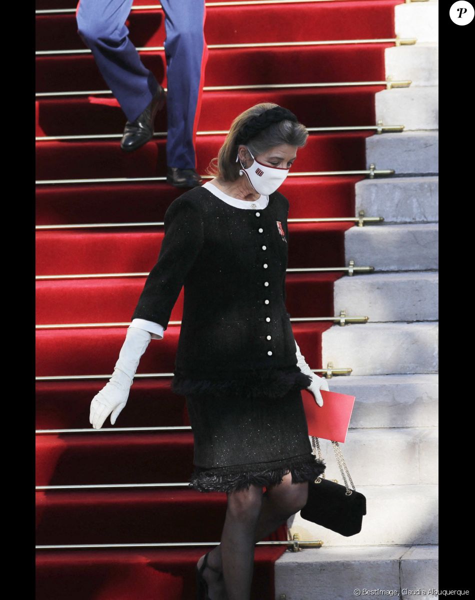 La princesse Caroline de Hanovre - La famille princière assiste à la messe d'action de grace avec Te Deum à la cathédrale de Monaco à l'occasion de la Fête Nationale 2020 de la principauté de Monaco le 19 novembre 2020. © Claudia Albuquerque / Bestimage