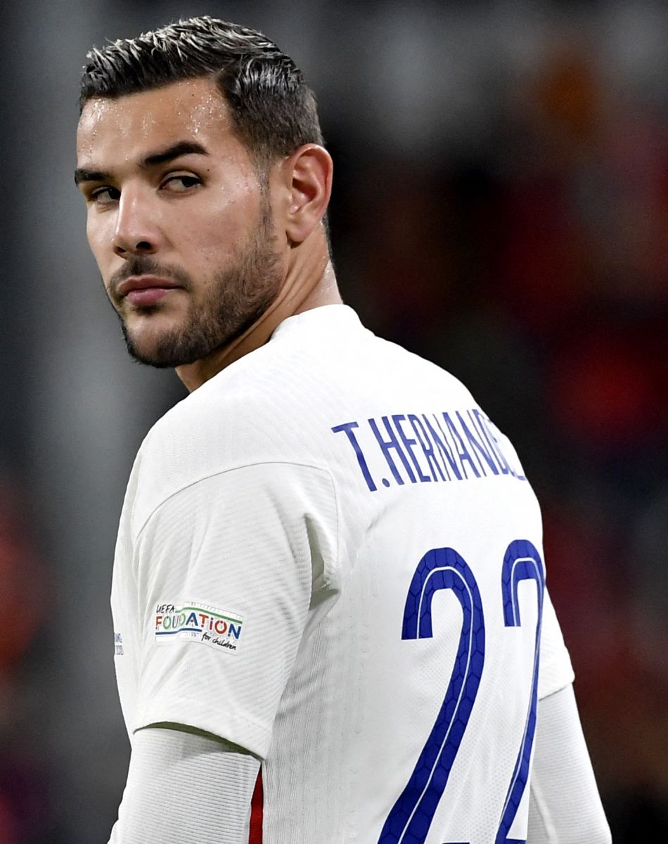 Theo Hernandez de l'équipe de France - Match de football en ligue des Nations : La France bat la Belgique 3-2 au Juventus Stadium à Turin le 8 octobre 2021. © Inside/Panoramic/Bestimage