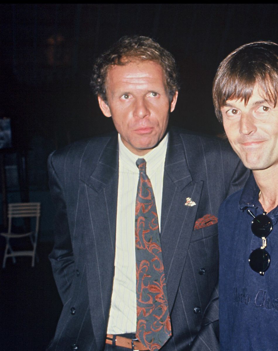Patrick Poivre d'Arvor et Nicolas Hulot lors des dix ans du Journal télévisé de TF1 en 1990