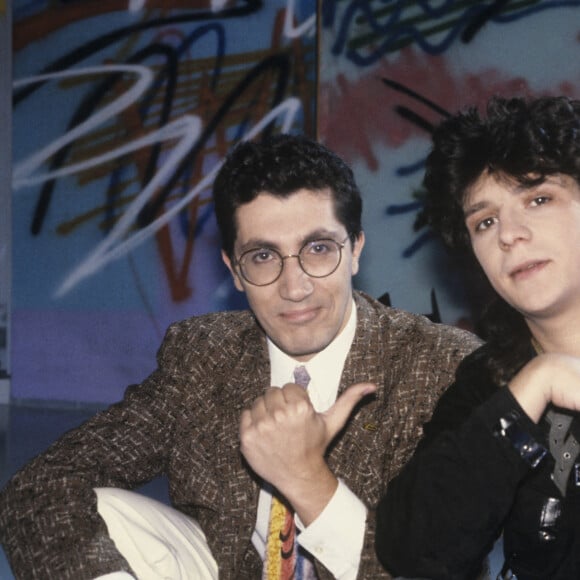 Archives - Alain Chabat et le chanteur du groupe Indochine, Stéphane Sirkins. Octobre 1985. © Jean Lenoir via Bestimage