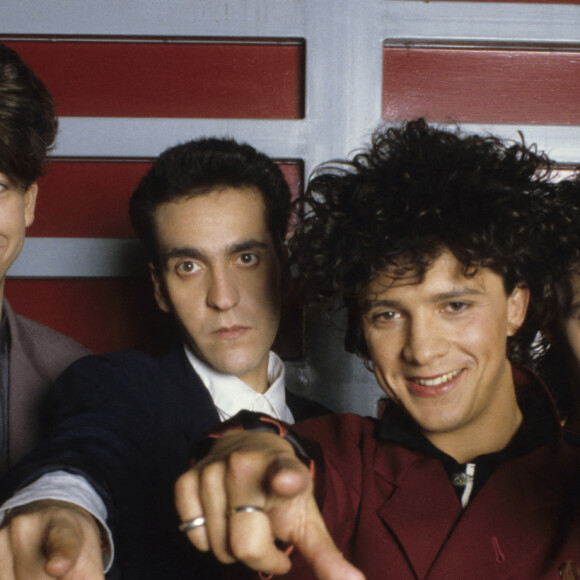 Archives - Rendez-vous avec le groupe Indochine (Dominik Nicolas, Dimitri Bodianski, Nicola Sirkis et Stéphane Sirkis). Novembre 1986. © Michel Ristroph via Bestimage