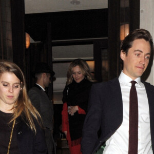 La princesse Beatrice d'York et son compagnon Edoardo Mapelli Mozzi à la sortie du restaurant "34" dans le quartier de Mayfair à Londres. Le 15 avril 2019