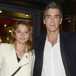Xavier de Moulins et sa femme Anais Bouton (directrice des programmes de Paris Premiere) - Soirée "Stars et Saveurs" à l'occasion de la nouvelle carte élaborée par le chef Pierre Gagnaire au Fouquet's à Paris.