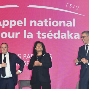 Exclusif - Sandrine Sebbane, Ariel Goldmann (président du Fonds Social Juif Unifié), Anne Sinclair et Arié Flack - Soirée caritative des parrains de l'Appel national pour la Tsedaka au Pavillon Gabriel à Paris le 5 décembre 2021. © Coadic Guirec/Bestimage 