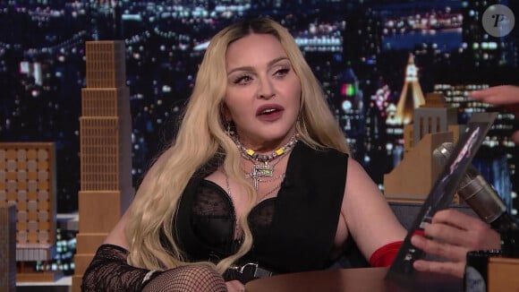 Madonna sur le plateau de l'émission "The Tonight Show starring Jimmy Fallon".