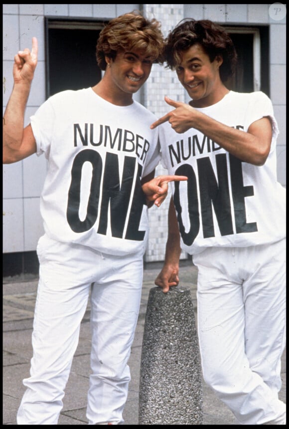 George Michael et Andrew Ridgley du groupe Wham en 1984.