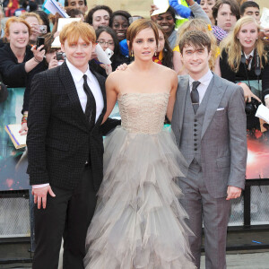Rupert Grint, Daniel Radcliffe et Emma Watson à la première d'Harry Potter and the Deathly Hallows 2 à Londres en 2011.