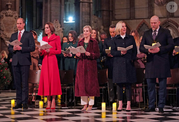 Le prince William, duc de Cambridge, et Kate) Middleton, duchesse de Cambridge, assistent au concert de Noël "Royal Carols - Together At Christmas", organisé par la duchesse à l'abbaye de Westminster à Londres, le 8 décembre 2021.