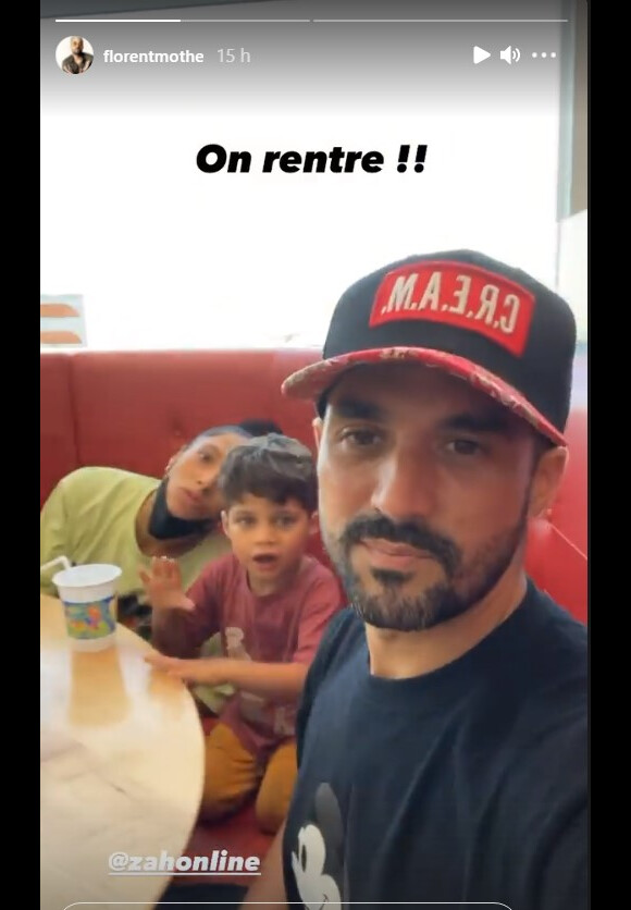 Florent Mothe avec sa femme Zaho et leur fils Naïm. Instagram, août 2021.