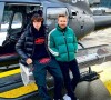 David Guetta et son fils lors d'un séjour au ski en famille, à Gstaad, en Suisse.