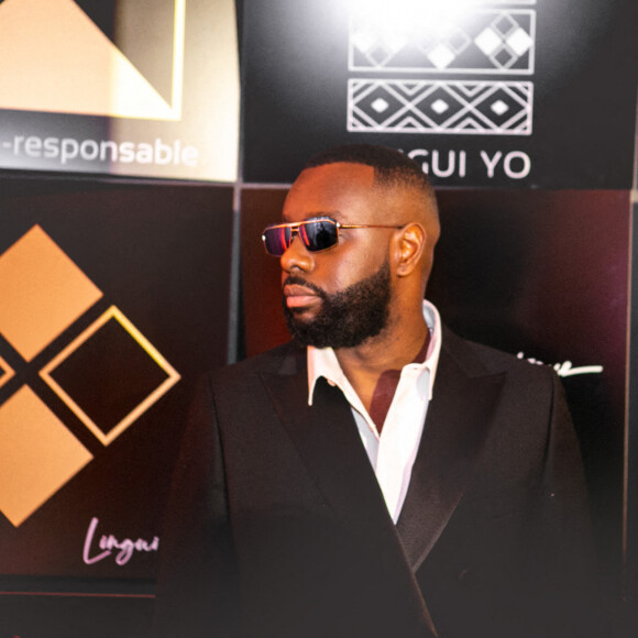 Exclusif - Gims fait la promotion de son café "Gui Yo", un café d'excellence et éco-responsable, lors de la 10ème édition du "Global Gift Gala 2021" à l'hôtel Four Seasons Hotel George V. 10ème édition dont il est le parrain. Paris, le 30 octobre 2021.