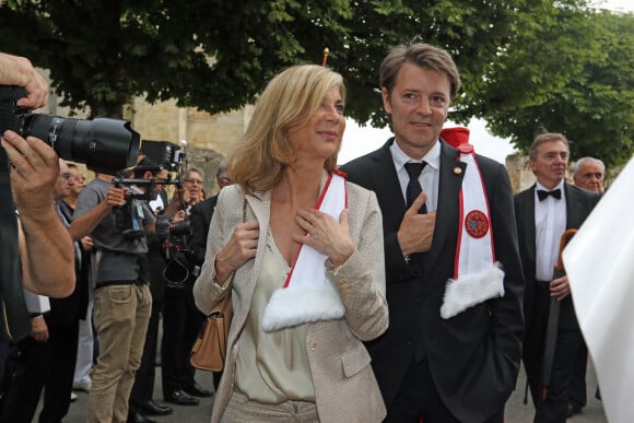 François Baroin et Michèle Laroque - Fête de la Fleur à Saint-Emilion, le 13 juin 2015.