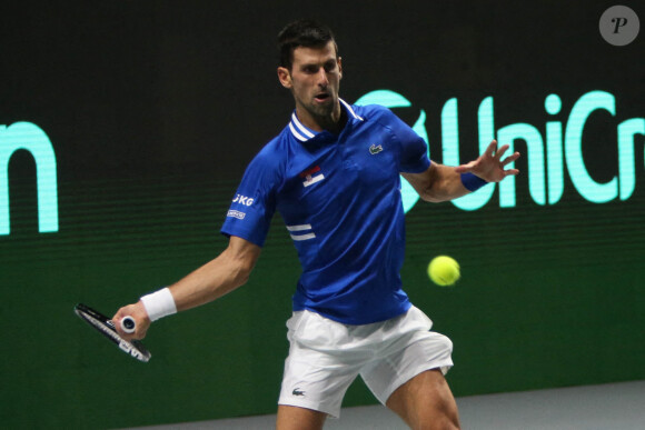 Novak Djokovic - Tennis : 1/2 finale de la Coupe Davis Serbie Vs Croatie à Madrid. La croatie en finale. © Laurent Lairys / Panoramic / Bestimage