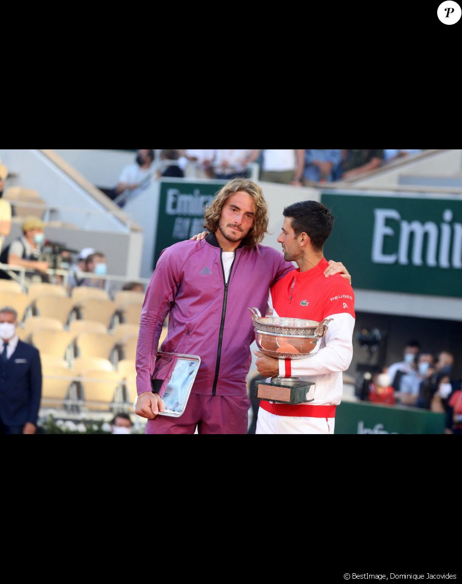 Stefanos Tsitsipas, Novak Djokovic - Novak Djokovic s'est imposé face à Stefanos Tsitsipas en finale des internationaux de tennis de Roland Garros à Paris, le 13 juin 2021. © Dominique Jacovides/Bestimage