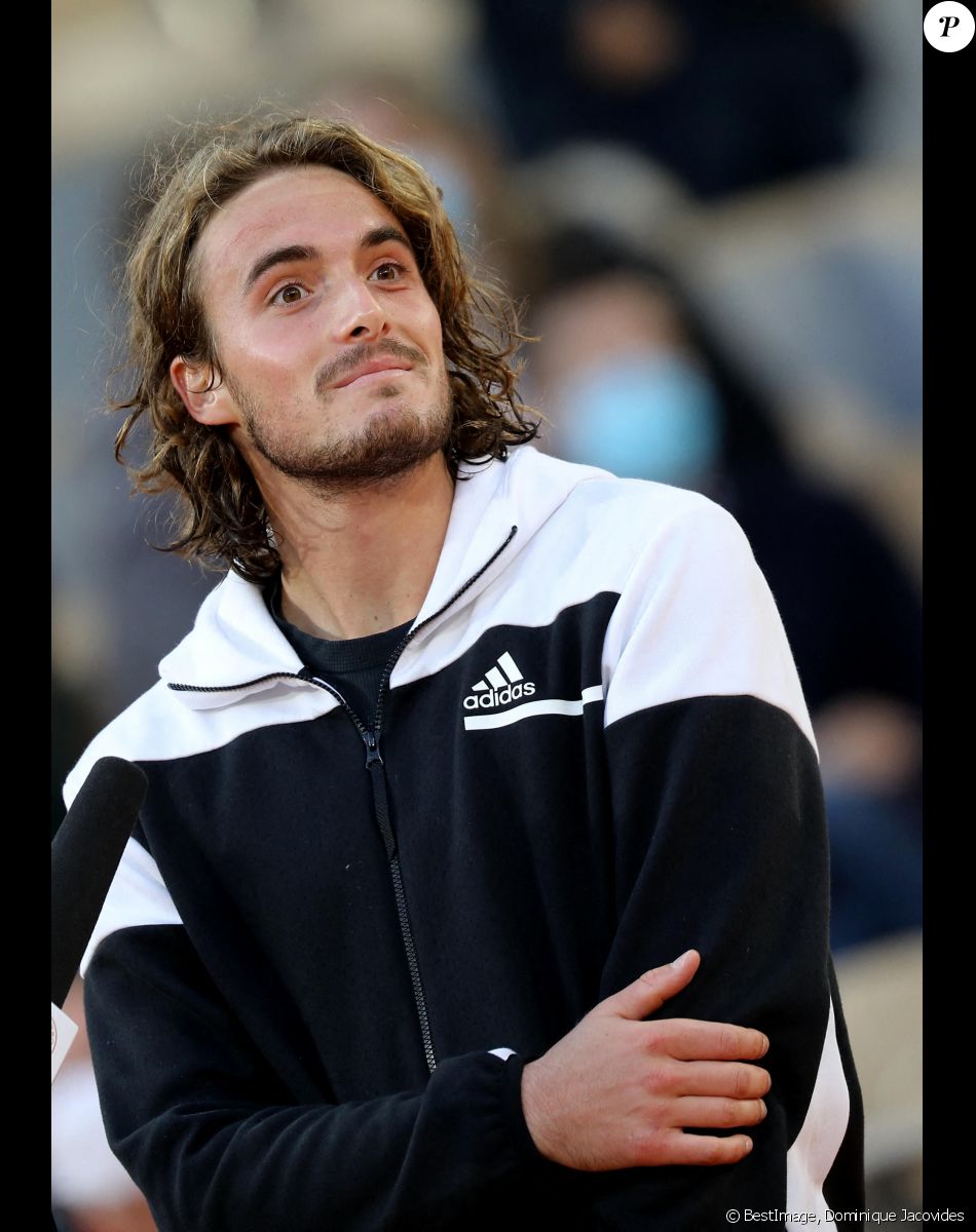Stéfanos Tsitsipas se qualifie pour une demi-finale du tournoi de Roland Garros face à Andrey Rublev le 7 octobre 2020. Il va rencontrer Novak Djokovic. © Dominique Jacovides / Bestimage