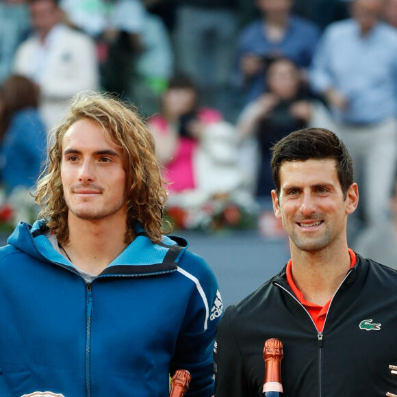 Novac Djokovic et Stefanos Tsitsipas - Novak Djokovic s'impose face à S.Tsitsipas (6-3, 6-4) en finale du tournoi de Madrid, Espagne, le 12 mai 2019. Le Serbe remporte son 33ème Masters 1000.