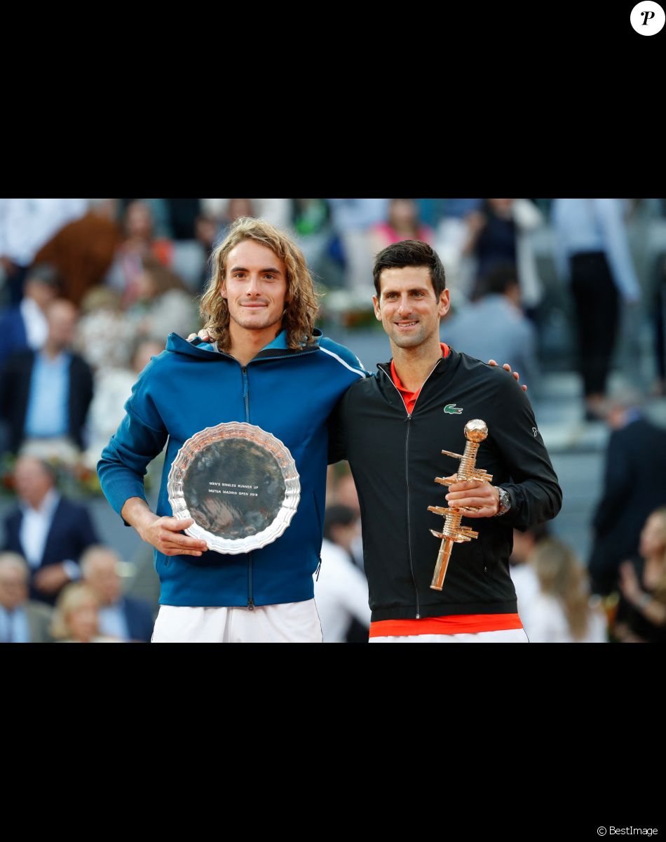 Novac Djokovic et Stefanos Tsitsipas - Novak Djokovic s'impose face à S.Tsitsipas (6-3, 6-4) en finale du tournoi de Madrid, Espagne, le 12 mai 2019. Le Serbe remporte son 33ème Masters 1000.