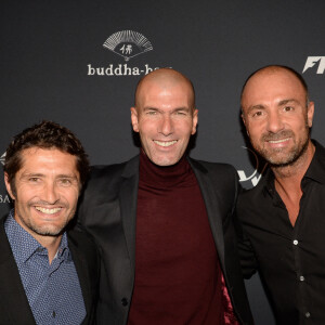 Semi-Exclusif - Bixente Lizarazu, Zinedine Zidane, Christophe Dugarry - A l'occasion des 20 ans de la victoire de l'équipe de France, les bleus 98 se sont rendus à un dîner organisé au Buddha Bar avec tous les joueurs et leur famille le 11 juin 2018. © Rachid Bellak/Bestimage