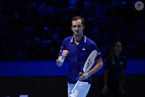 Daniil Medvedev face à Casper Ruud lors du Masters ATP à Turin, le 20 novembre 2021.
