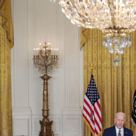 Le président des Etats-Unis Joe Biden en conférence de presse à la Maison Blanche à Washington DC, le 19 janvier 2022.