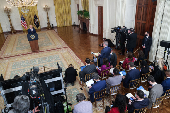 Le président des Etats-Unis Joe Biden en conférence de presse à la Maison Blanche à Washington DC, le 19 janvier 2022.