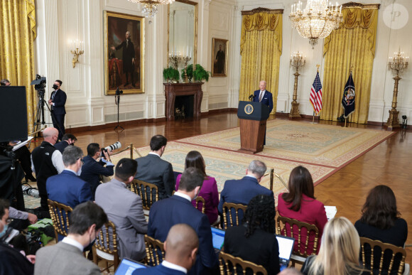 Le président des Etats-Unis Joe Biden en conférence de presse à la Maison Blanche à Washington DC, le 19 janvier 2022.