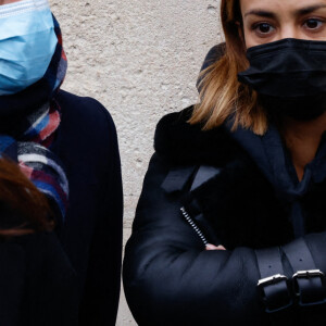 Manu Payet, Alice Belaïdi - Arrivées aux obsèques (bénédiction) de Gaspard Ulliel en l'église Saint-Eustache à Paris. Le 27 janvier 2022 © Jacovides-Moreau / Bestimage