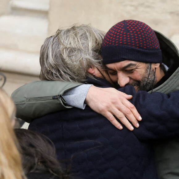 Ramzy Bedia - Sorties des obsèques (bénédiction) de Gaspard Ulliel en l'église Saint-Eustache à Paris. Le 27 janvier 2022 © Jacovides-Moreau / Bestimage