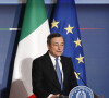 Le Premier ministre italien Mario Draghi présente ses voeux à la presse lors d'une conférence à Rome, le 22 décembre 2021.