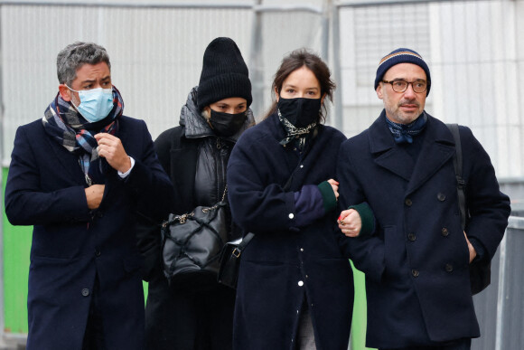 Manu Payet, Alysson Paradis, Anaïs Demoustier - Arrivées aux obsèques de Gaspard Ulliel en l'église Saint-Eustache à Paris. Le 27 janvier 2022. © Jacovides-Moreau / Bestimage