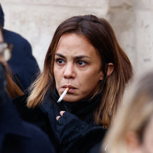 Alice Belaïdi - Arrivées aux obsèques de Gaspard Ulliel en l'église Saint-Eustache à Paris. Le 27 janvier 2022. © Jacovides-Moreau / Bestimage