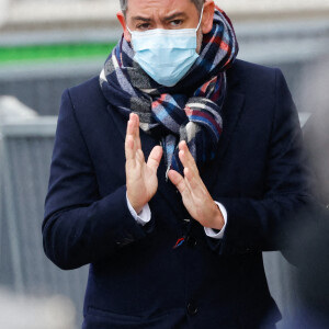 Manu Payet - Arrivées aux obsèques de Gaspard Ulliel en l'église Saint-Eustache à Paris. Le 27 janvier 2022. © Jacovides-Moreau / Bestimage