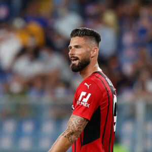 Olivier Giroud - Match de football en serie A : AC Milan remporte la victoire 1 - 0 face à Sampdoria le 23 août 2021.