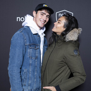 Exclusif - Vaimalama Chaves (Miss France 2019) et son compagnon Nicolas Fleury - Nobis fête ses 15 ans en inaugurant sa nouvelle boutique dans le 2ème arrondissement de Paris, France, le 25 novembre 2021. © Pierre Perusseau/Bestimage