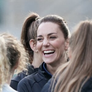 Kate Middleton, nouvelle marraine royale de la Rugby Football Union, lors d'une visite au Twickenham Stadium de Londres, le 2 février 2022.