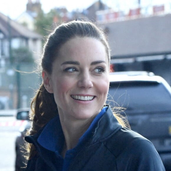 Kate Middleton, nouvelle marraine royale de la Rugby Football Union, lors d'une visite au Twickenham Stadium de Londres, le 2 février 2022.