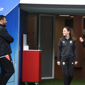 Kate Middleton, nouvelle marraine royale de la Rugby Football Union, lors d'une visite au Twickenham Stadium de Londres, le 2 février 2022.