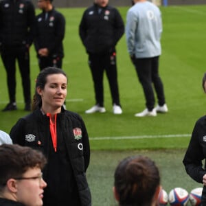 Kate Middleton, nouvelle marraine royale de la Rugby Football Union, lors d'une visite au Twickenham Stadium de Londres, le 2 février 2022.