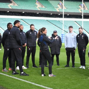 Kate Middleton, nouvelle marraine royale de la Rugby Football Union, lors d'une visite au Twickenham Stadium de Londres, le 2 février 2022.