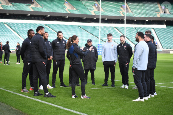 Kate Middleton, nouvelle marraine royale de la Rugby Football Union, lors d'une visite au Twickenham Stadium de Londres, le 2 février 2022.