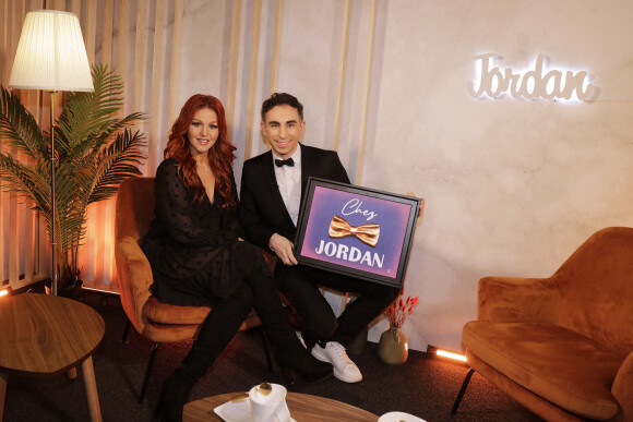 Jordan de Luxe et Cindy Sander lors de l'enregistrement de l'émission "Chez Jordan" à Paris le 4 février 2022. © Cédric Perrin / Bestimage 