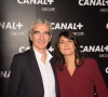 Raymond Domenech et son ex compagne Estelle Denis - Soirée des animateurs du Groupe Canal+ au Manko à Paris. Le 3 février 2016