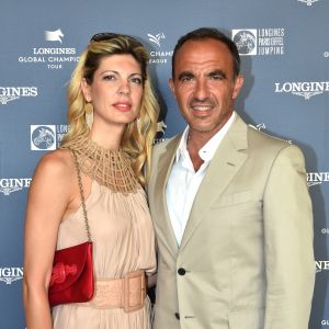 Exclusif - Nikos Aliagas et sa compagne Tina Grigoriou - Photocall du Longines Paris Eiffel Jumping au Champ de Mars à Paris le 7 juillet 2018. ©Veeren-Perusseau/Bestimage