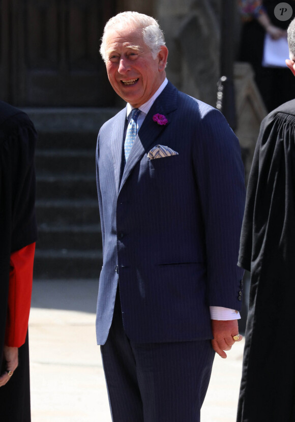 Le prince Charles arrive à l'abbaye de Westminster pour inaugurer une exposition le 8 juin 2018. 
